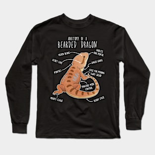 Bearded Dragon Lizard Reptile Anatomy Long Sleeve T-Shirt